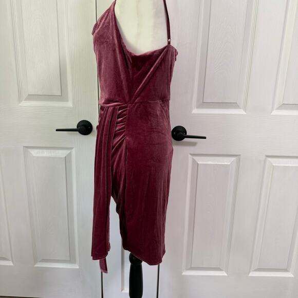 Lulus New Mauve Velvet Tulip Cowl Neck Mini Dress Women's Size Medium - Picture 4 of 16